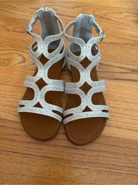 Girls' Silver Rhinestone Strappy Gladiator Sandals